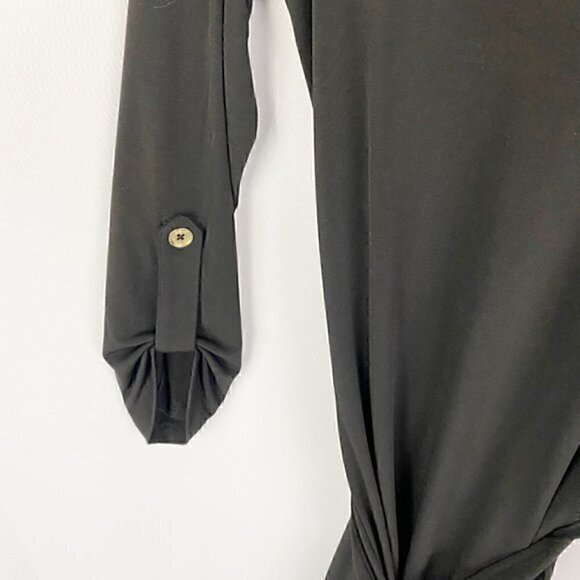 Michael Michael‎ Kors Roll Tab Long Sleeve Belted Shift Dress Black Extra Small - Picture 4 of 8